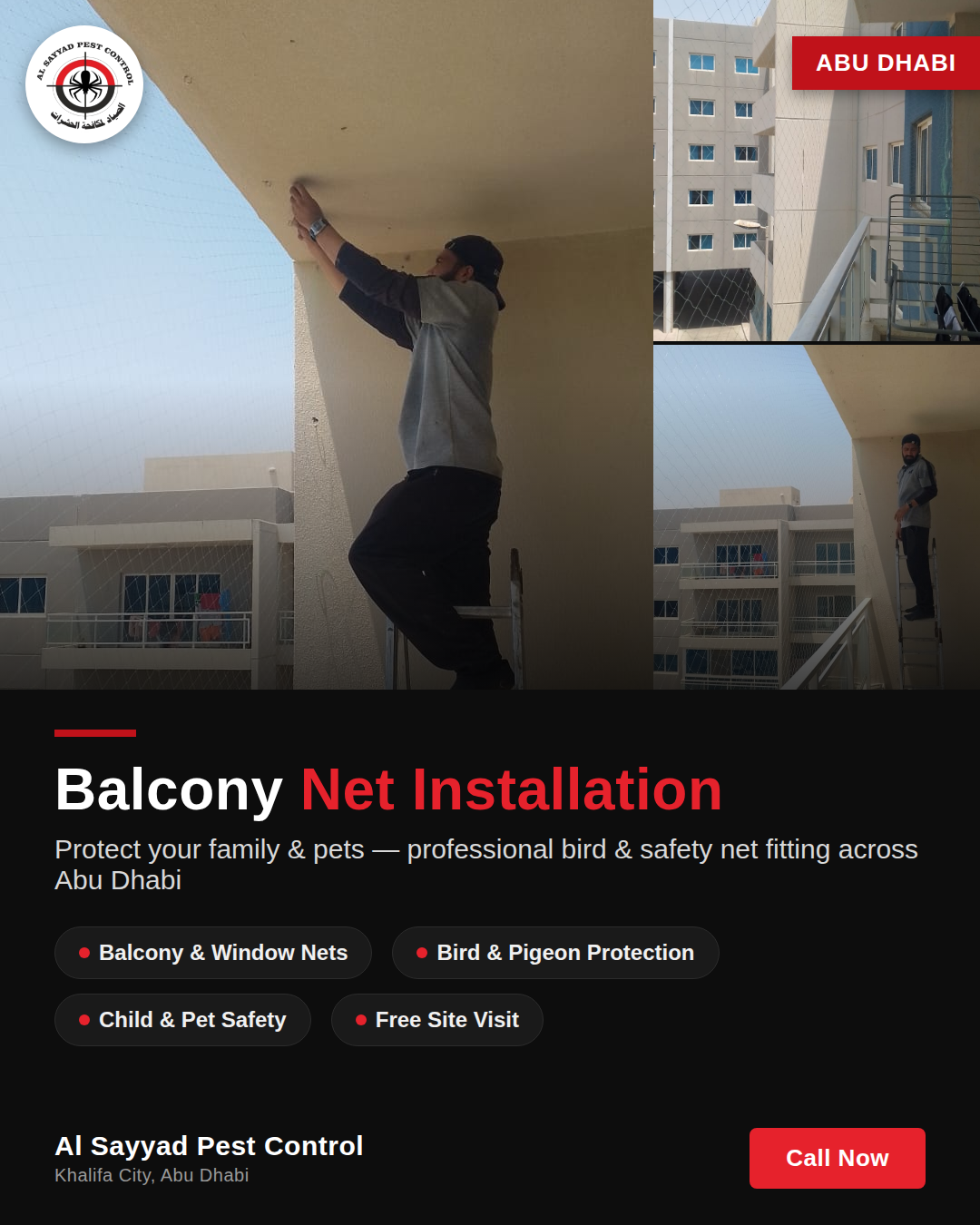 Pigeon Control Services in Abu Dhabi Using Net Installation